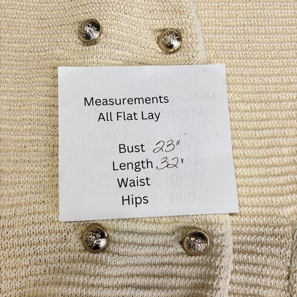 Ribbed sweater Blazer Jacket Womens XXL Cream Double Breasted Gold Buttons NWOT - Picture 7 of 9